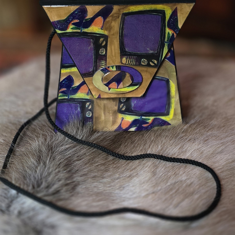 Artistic Purple and Gold Mini Bag
